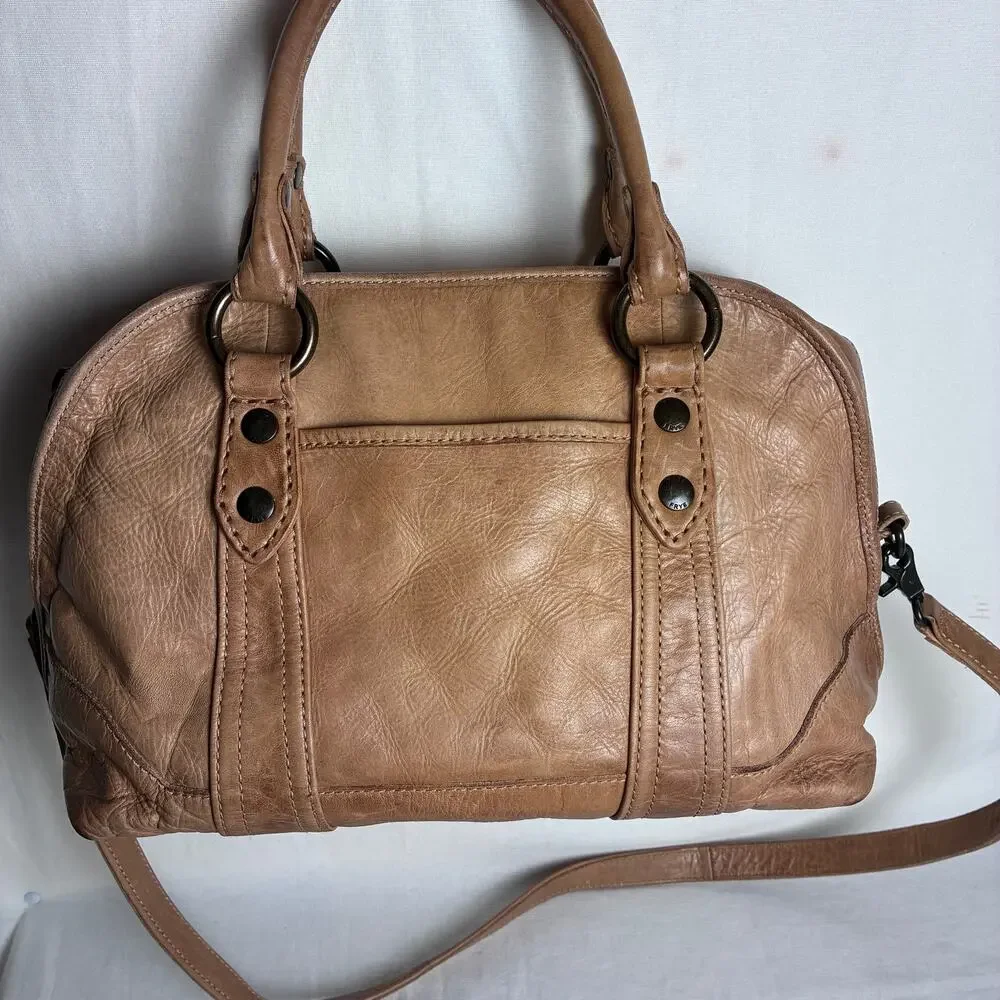 Frye Vintage Leather Satchel Shoulder Bag Satchel Crossbody Tan Camel Cognac